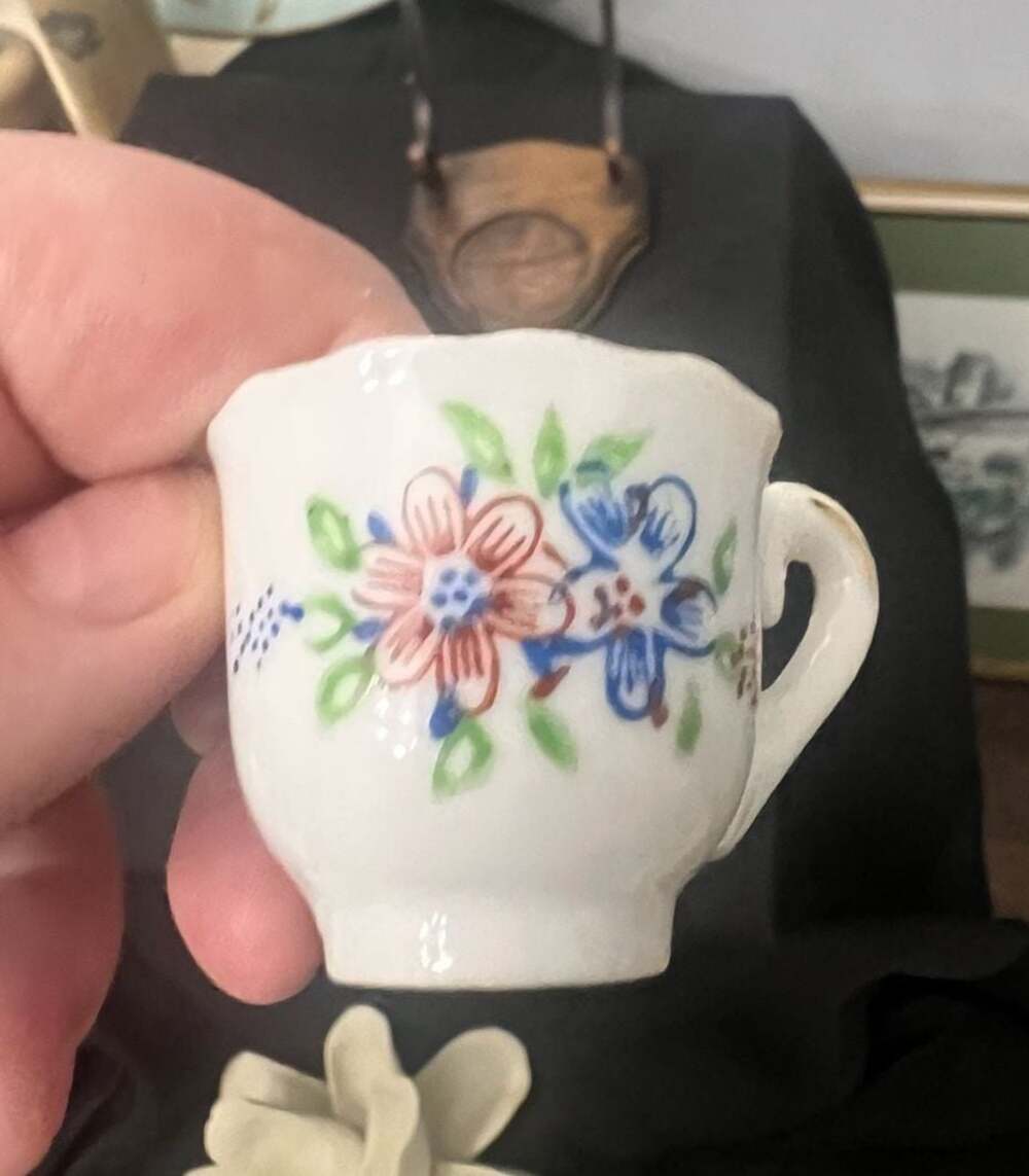 Vintage Hand Painted Floral Miniature Porcelain Teacup